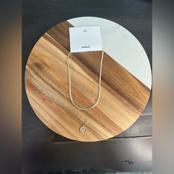 Express Jewelry - EXPRESS 2 Row Initial Coin Necklace letter R